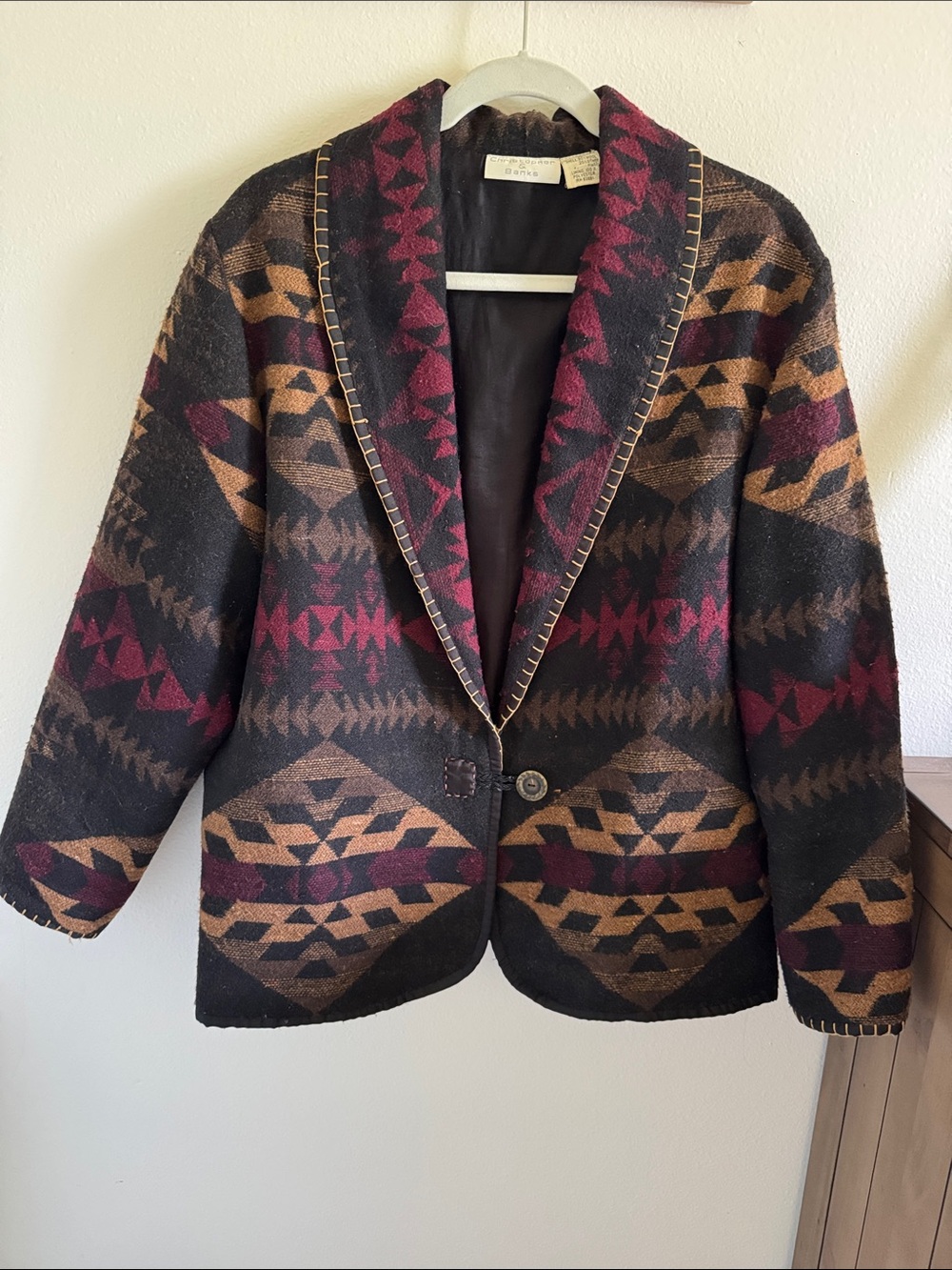 Christopher & Banks Black & Brown & Burgundy Southwestern Blazer